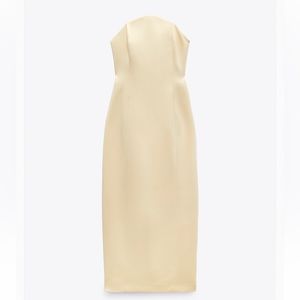Zara Satin Effect Midi Dress Cream NWT - 2180/233